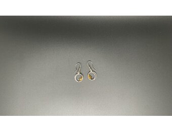 Sterling Silver & Amber Half Filled Earrings,