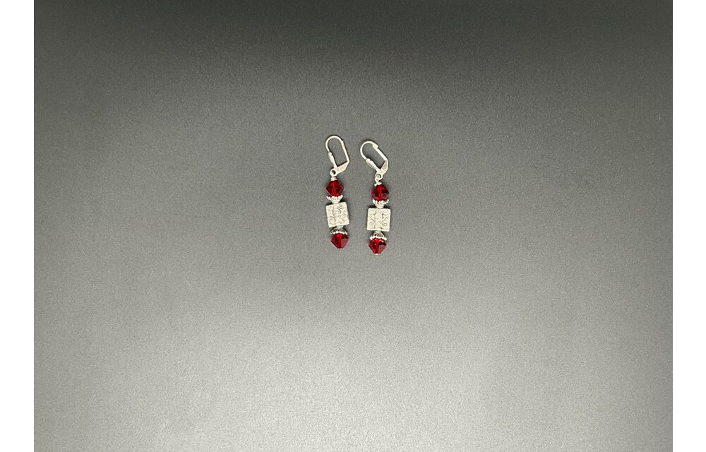 Sterling Silver Crest Earrings