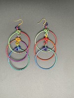 Colorful triple ring wire earrings