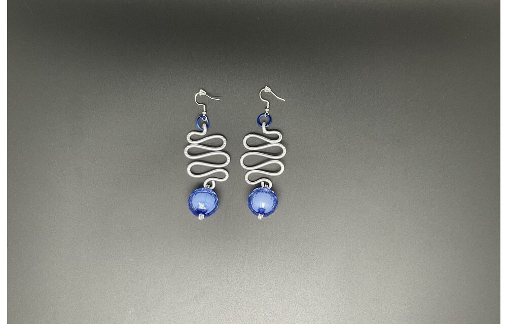 Wire Earrings with blue beads