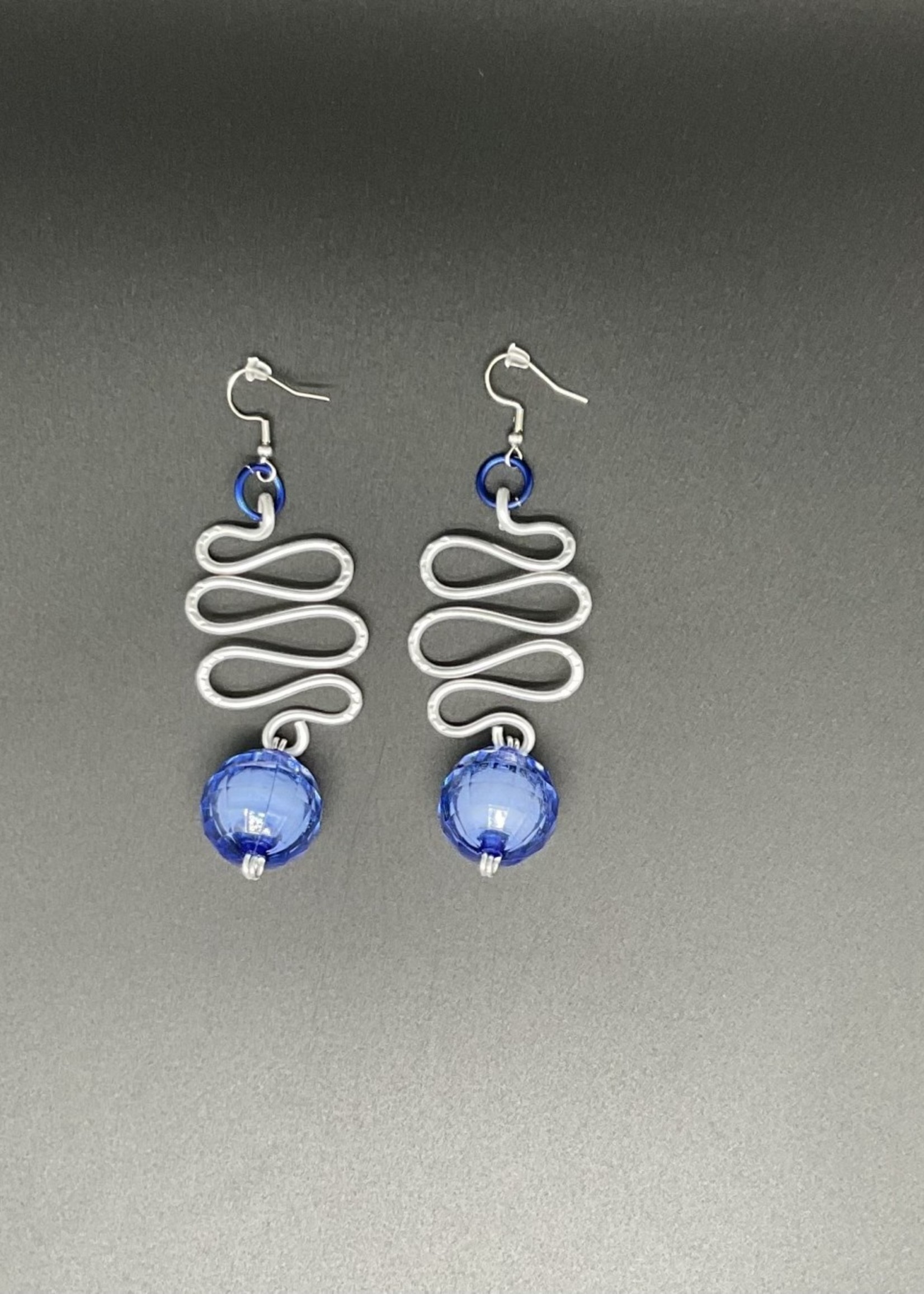 Wire Earrings with blue beads
