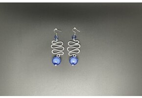 Wire Earrings with blue beads