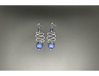 Wire Earrings with blue beads