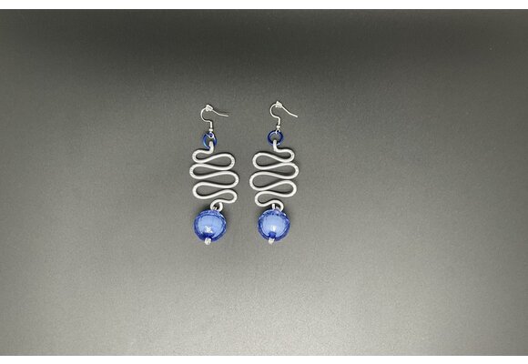 Wire Earrings with blue beads