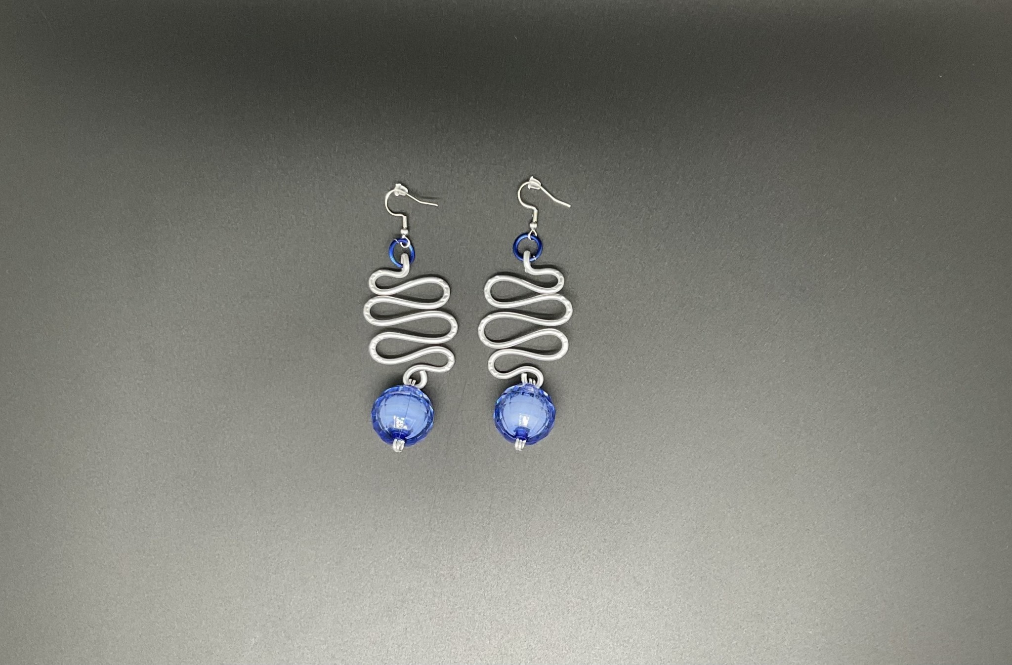 Wire Earrings with blue beads