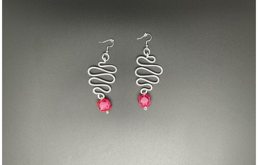 Wire Earrings with red beads