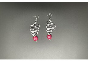 Wire Earrings with red beads