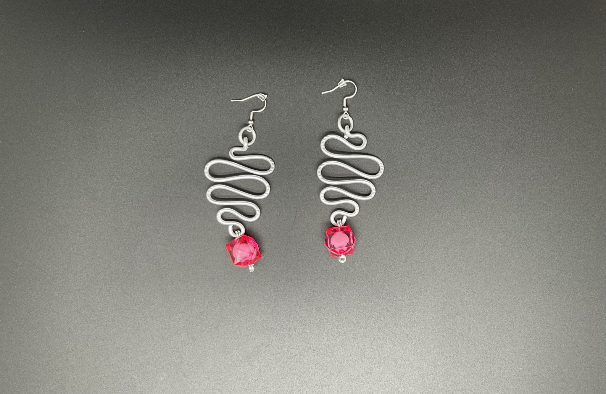 Wire Earrings with red beads