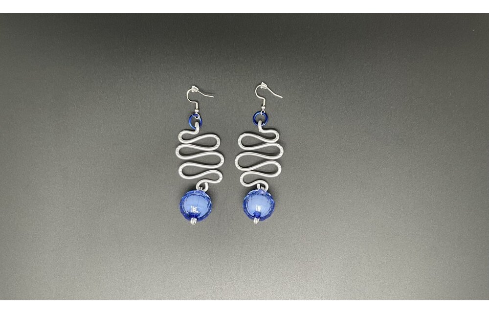 Wire Earrings with blue beads