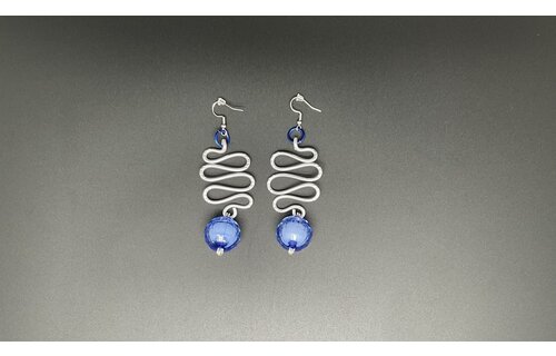 Wire Earrings with blue beads