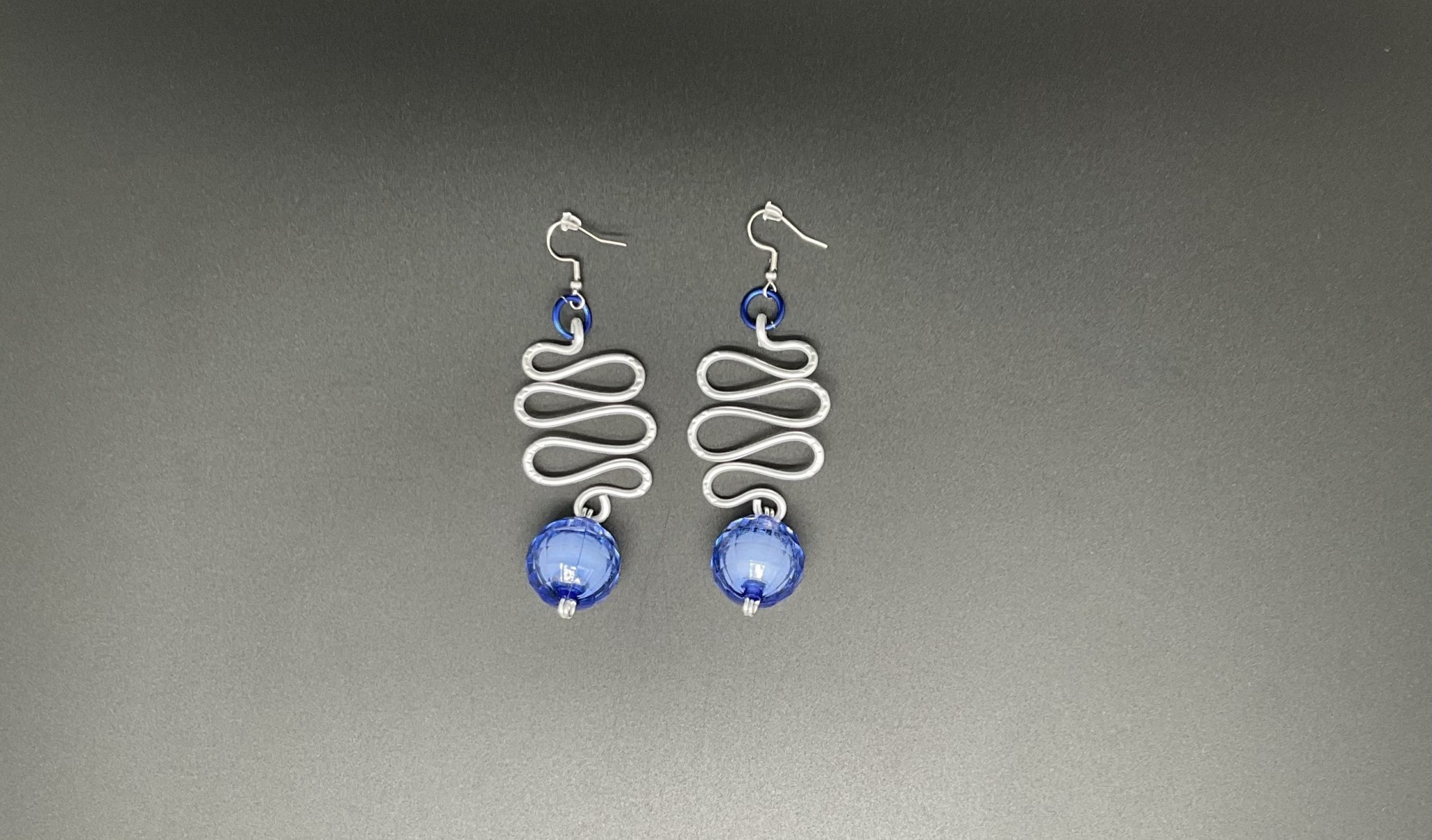 Wire Earrings with blue beads