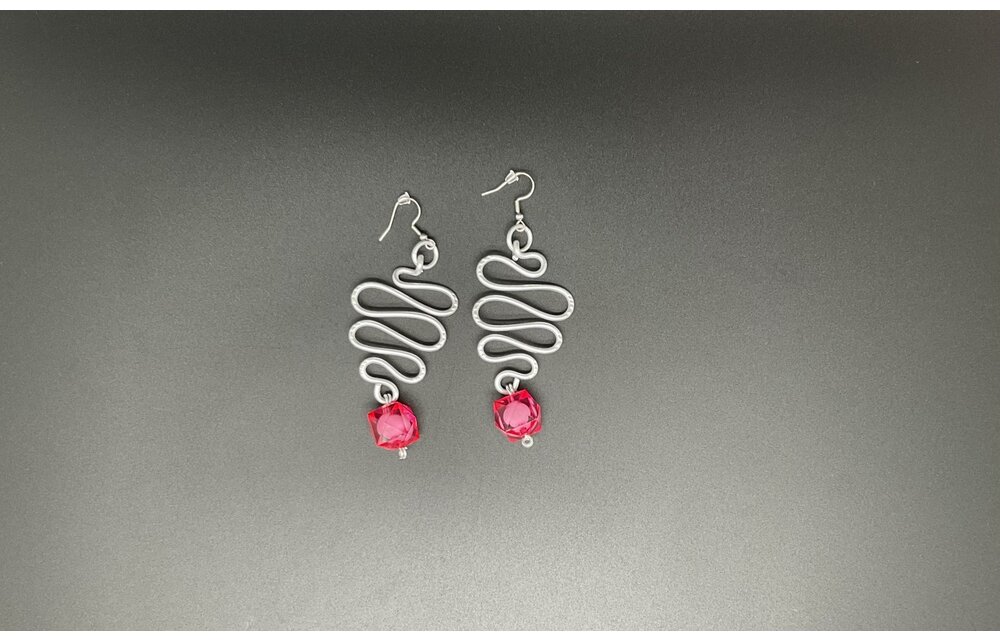 Wire Earrings with red beads