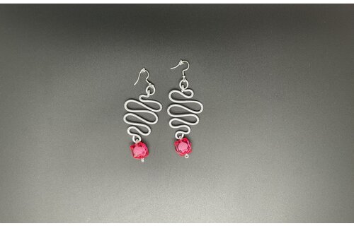 Wire Earrings with red beads