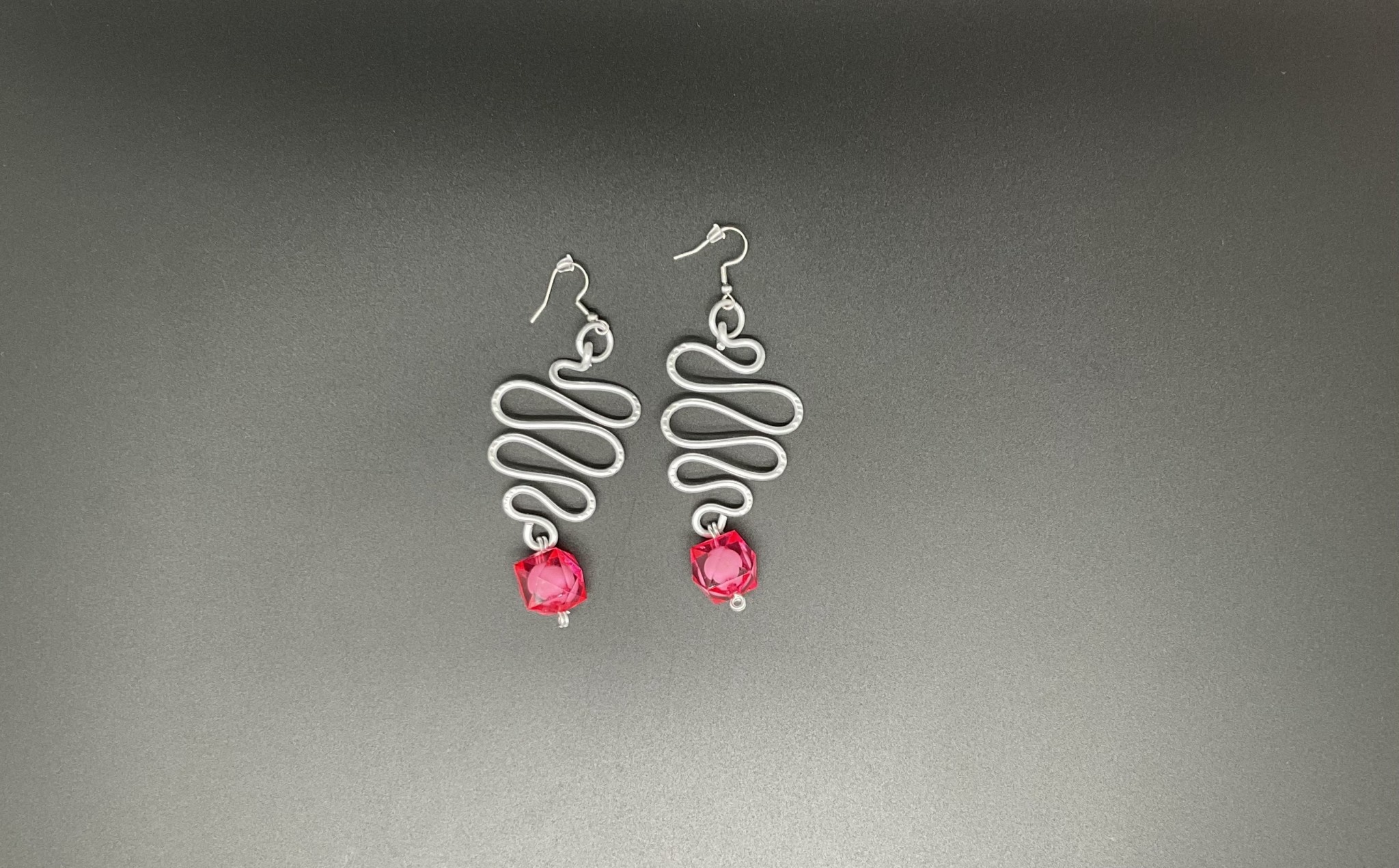 Wire Earrings with red beads