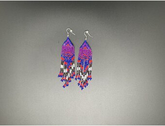 Long Colorful beaded earrings from Kenya.