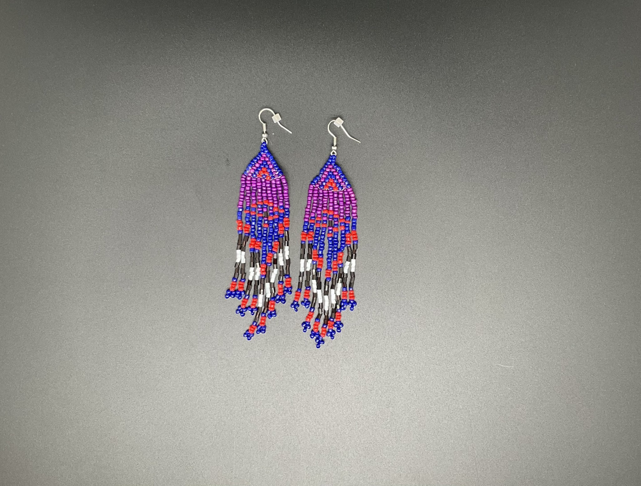 Long Colorful beaded earrings from Kenya.