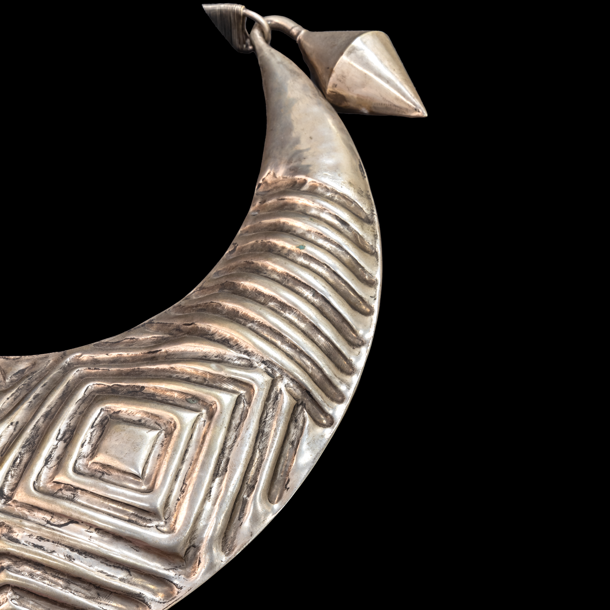 Dramatic handmade ornate Tuareg Silver Choker.