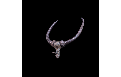 Braided leather necklace with small antique bronze pendant.