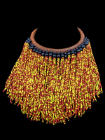 Mali Leather collar (choker) with short multi-colored beads