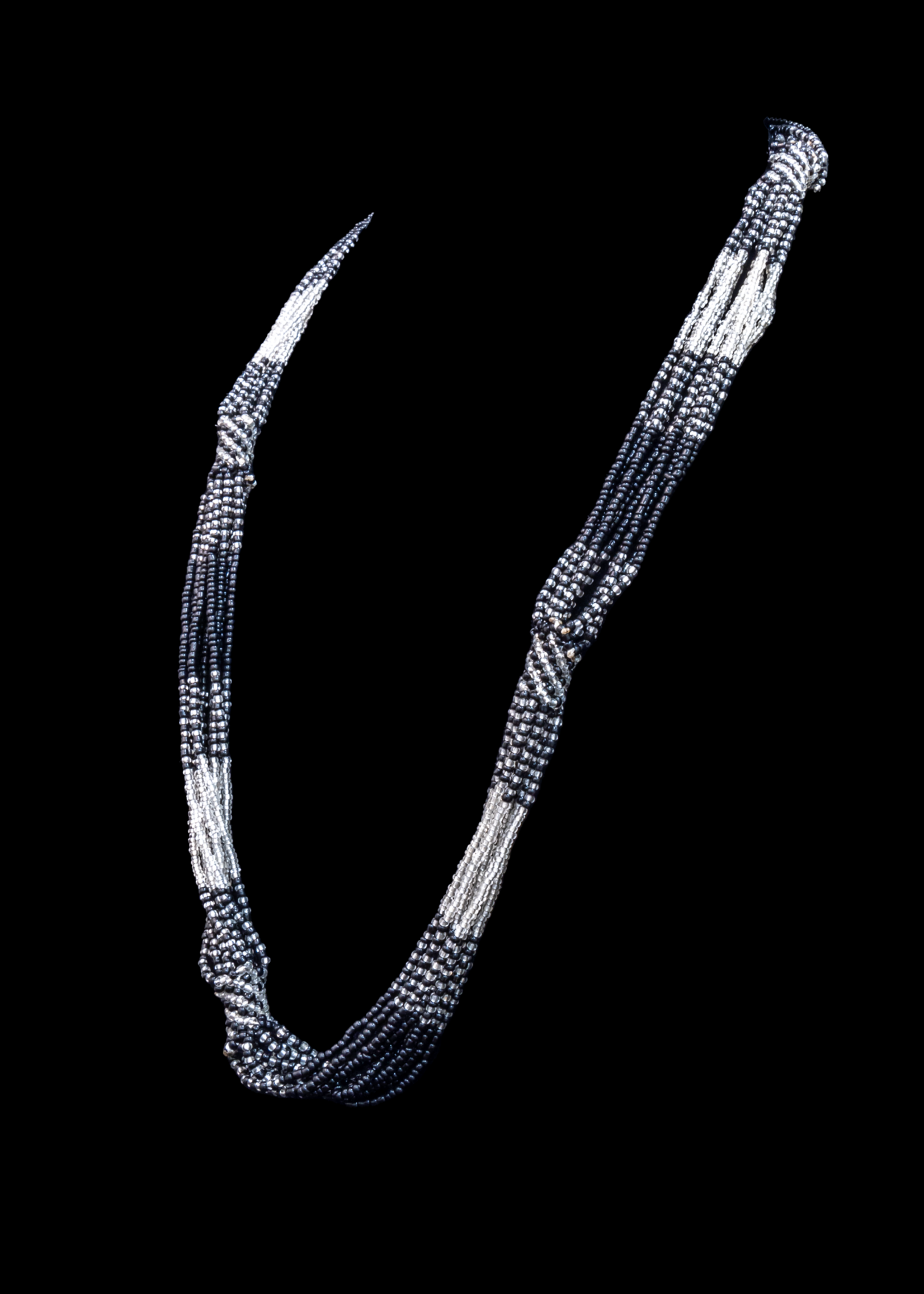 Kenya Black/white multi-beaded necklace.
