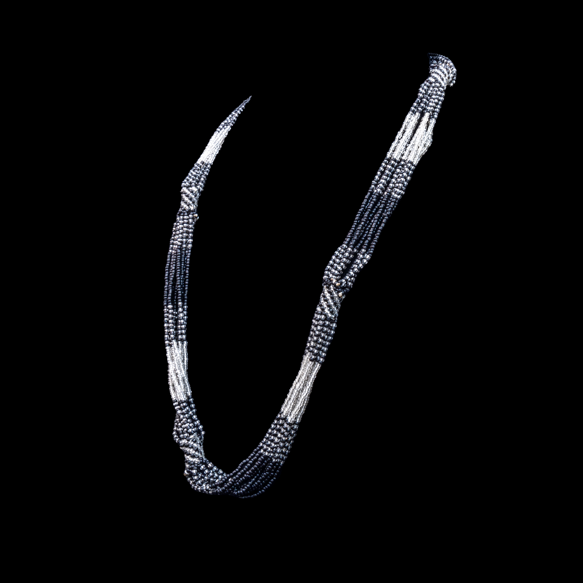 Black/white multi-beaded necklace.