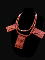 Mali 2-layered roped leather necklace with silver metal inserts.