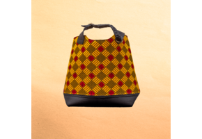 Large Ankara/canvas travel bag. Top zipper. Straps. Measures 21”x 10”