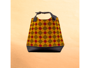 Large Ankara/canvas travel bag. Top zipper. Straps. Measures 21”x 10”