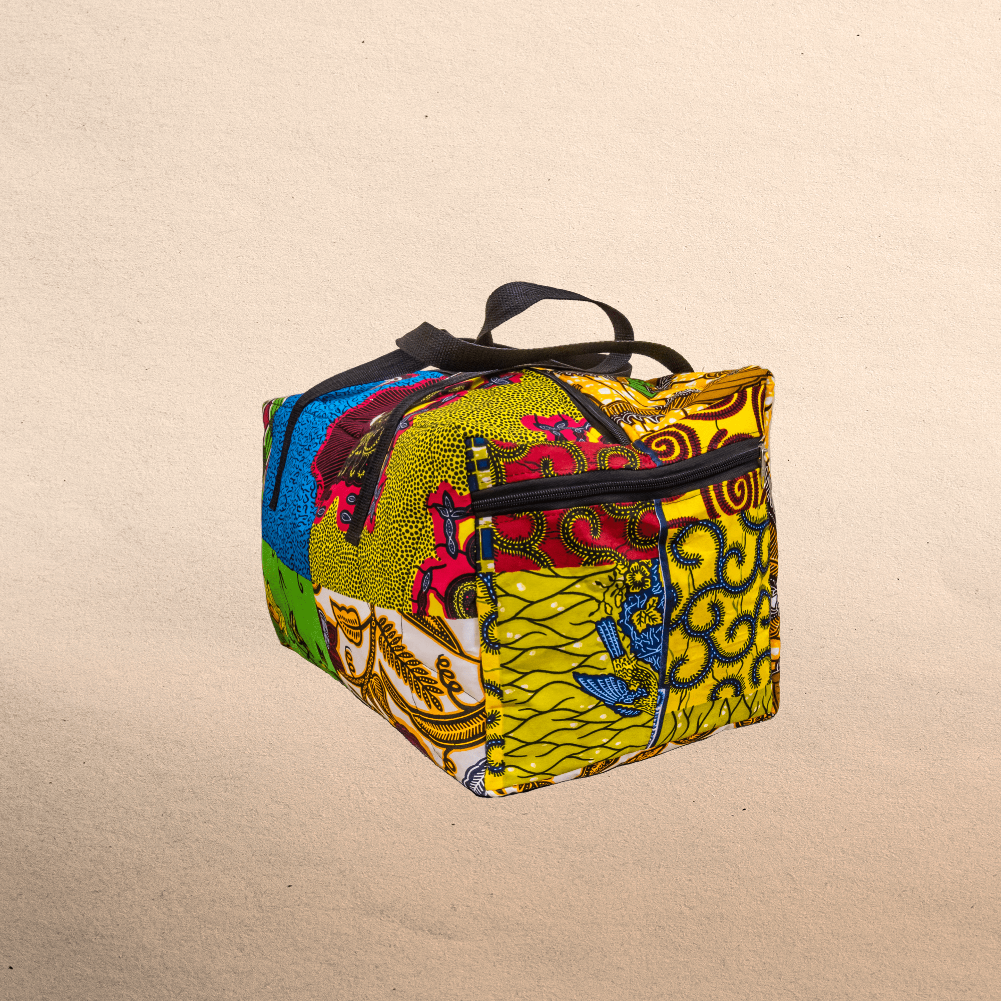 All Ankara overnight travel bag. All your stuff in one place! Top zipper. Measures 21” x 10”