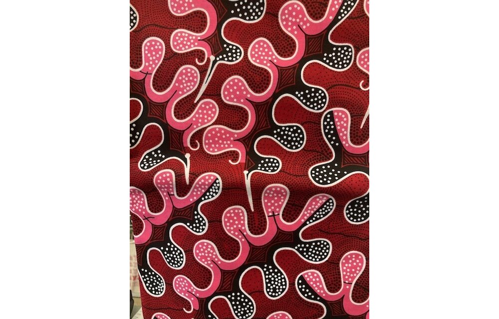 Puzzle Red Ankara Print. Sold by full yard only.