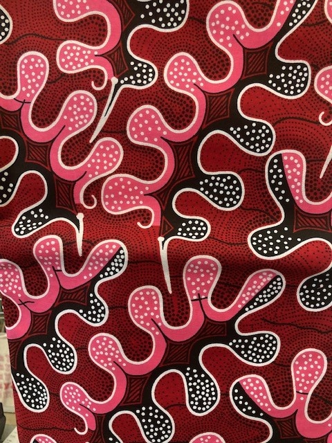 Puzzle Red Ankara Print. Sold by full yard only.