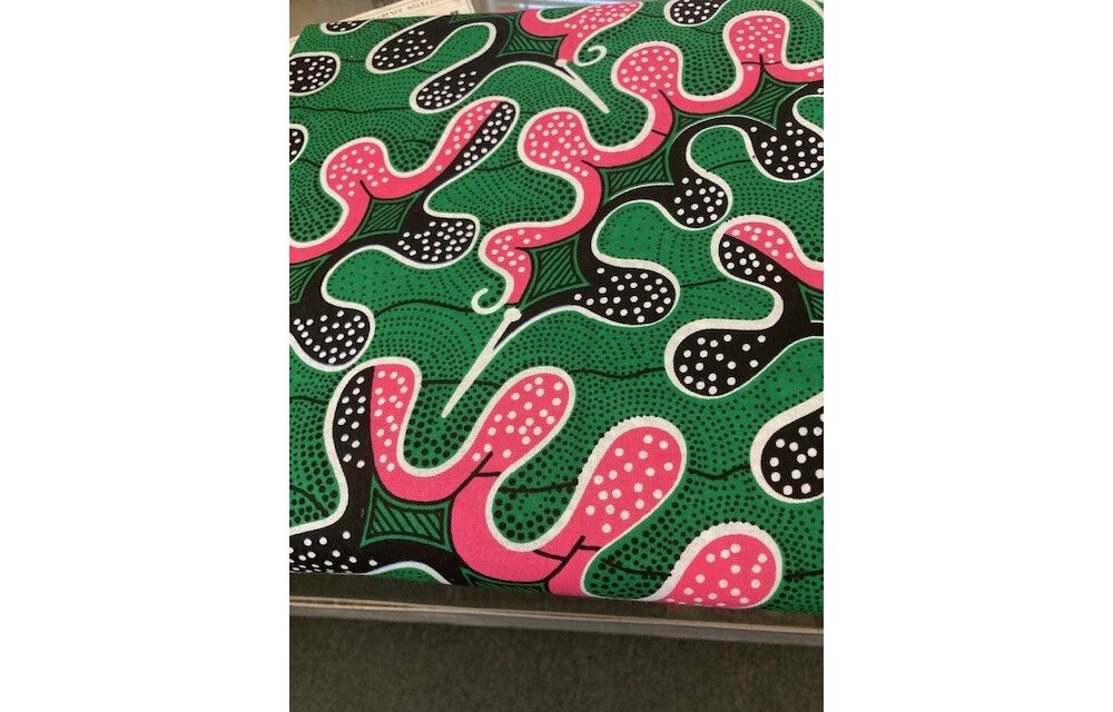Puzzle Green Pink Ankara Print. Sold by full yard only.