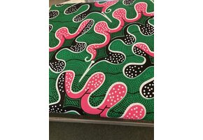 Puzzle Green Pink Ankara Print. Sold by full yard only.