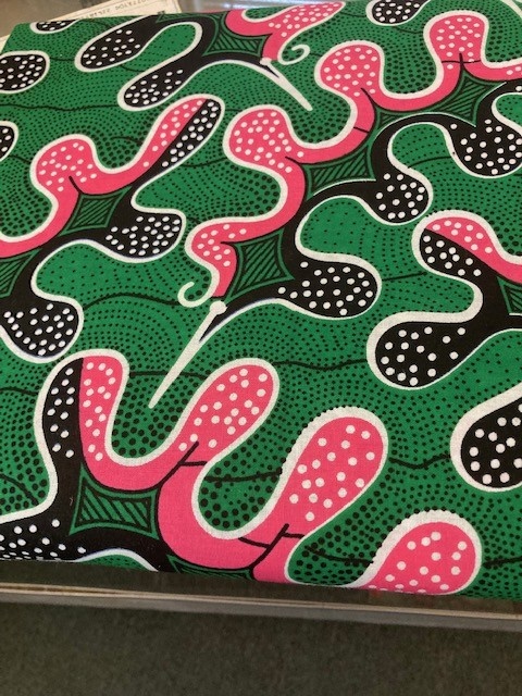 Puzzle Green Pink Ankara Print. Sold by full yard only.