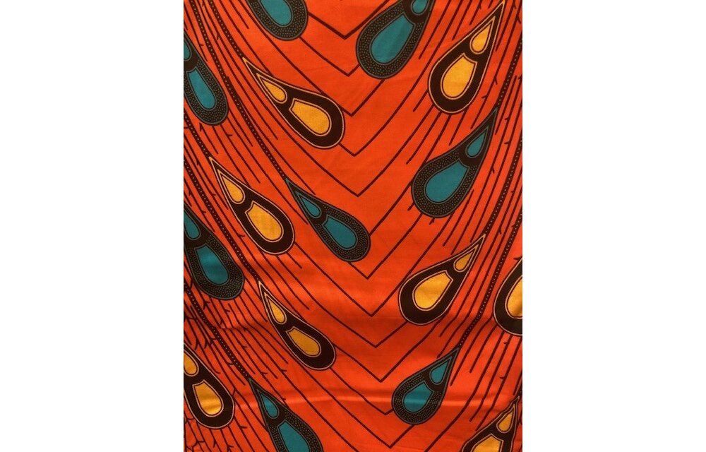 Point Orange Ankara Print. Sold by full yard only.