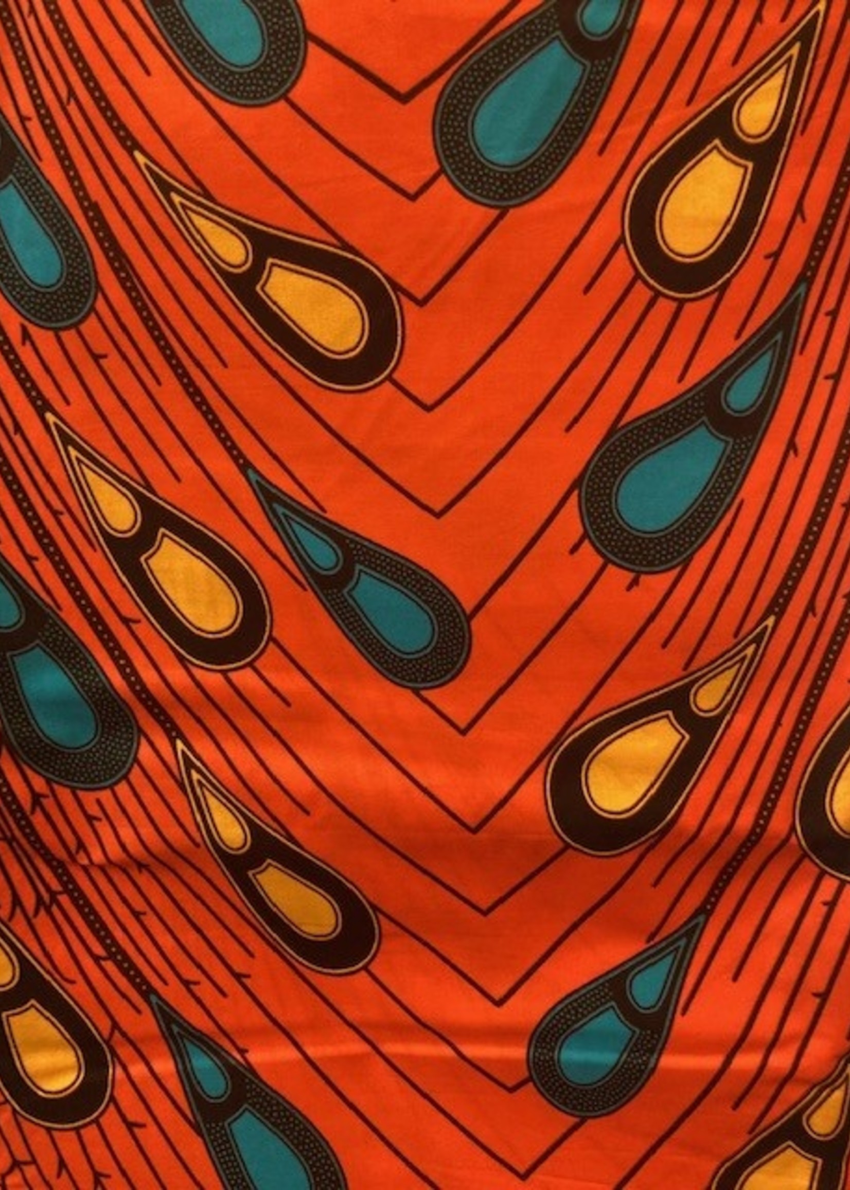 Point Orange Ankara Print. Sold by full yard only.