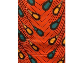 Point Orange Ankara Print. Sold by full yard only.