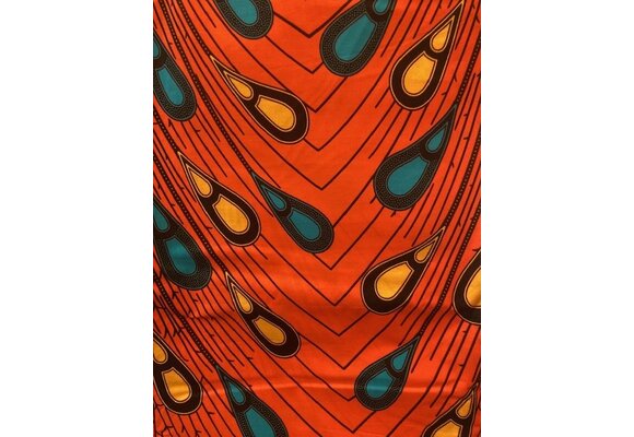 Point Orange Ankara Print. Sold by full yard only.
