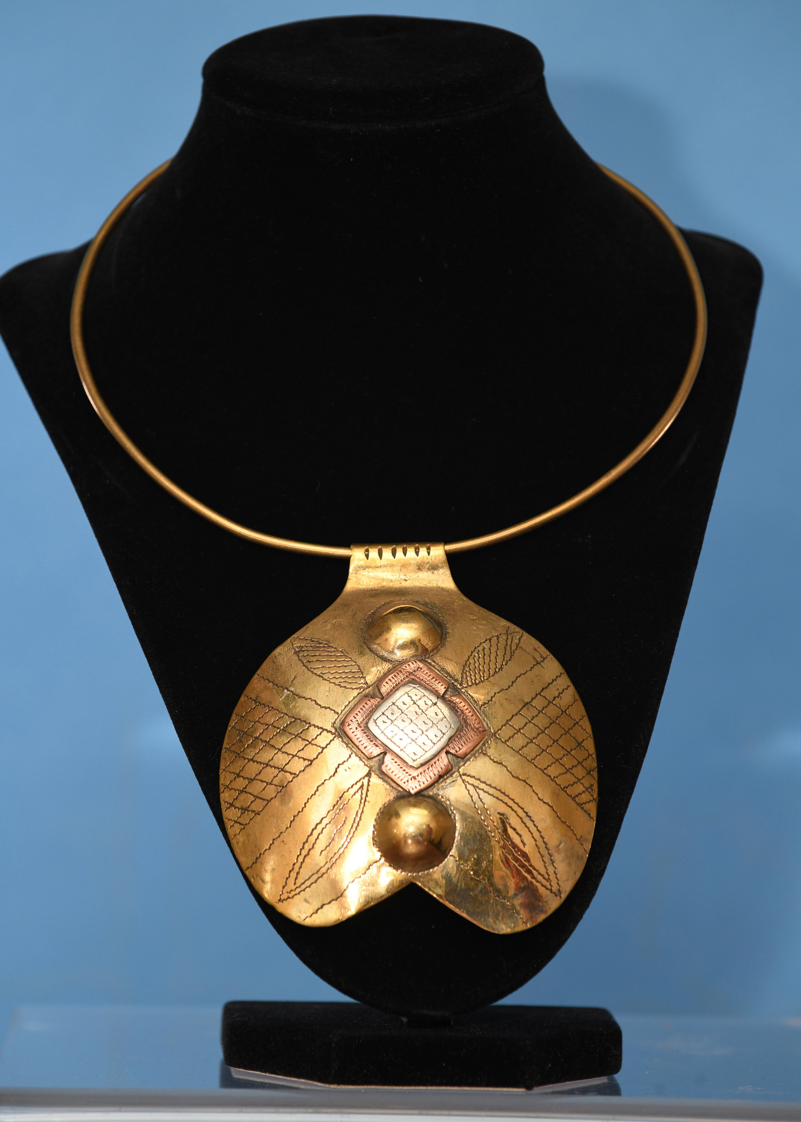 Ethnic brass choker with  signature brass & copper pendant