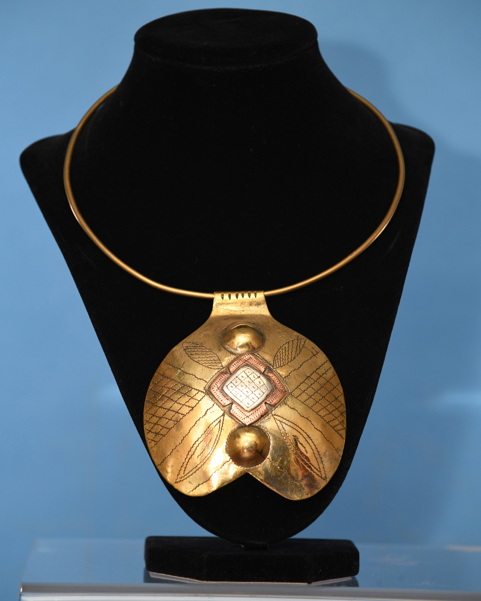 Ethnic brass choker with  signature brass & copper pendant