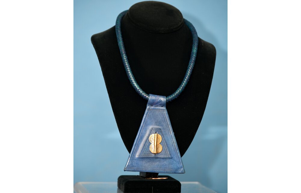 Ethnic Necklace. Leather & brass pendant . Made in Mali.