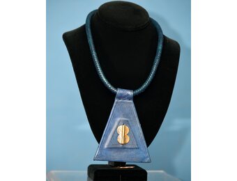 Ethnic Necklace. Leather & brass pendant . Made in Mali.