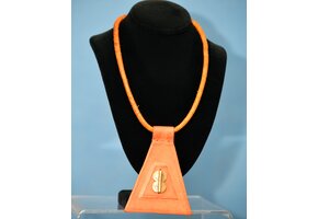 Ethnic Necklace. Leather & brass pendant . Made in Mali.