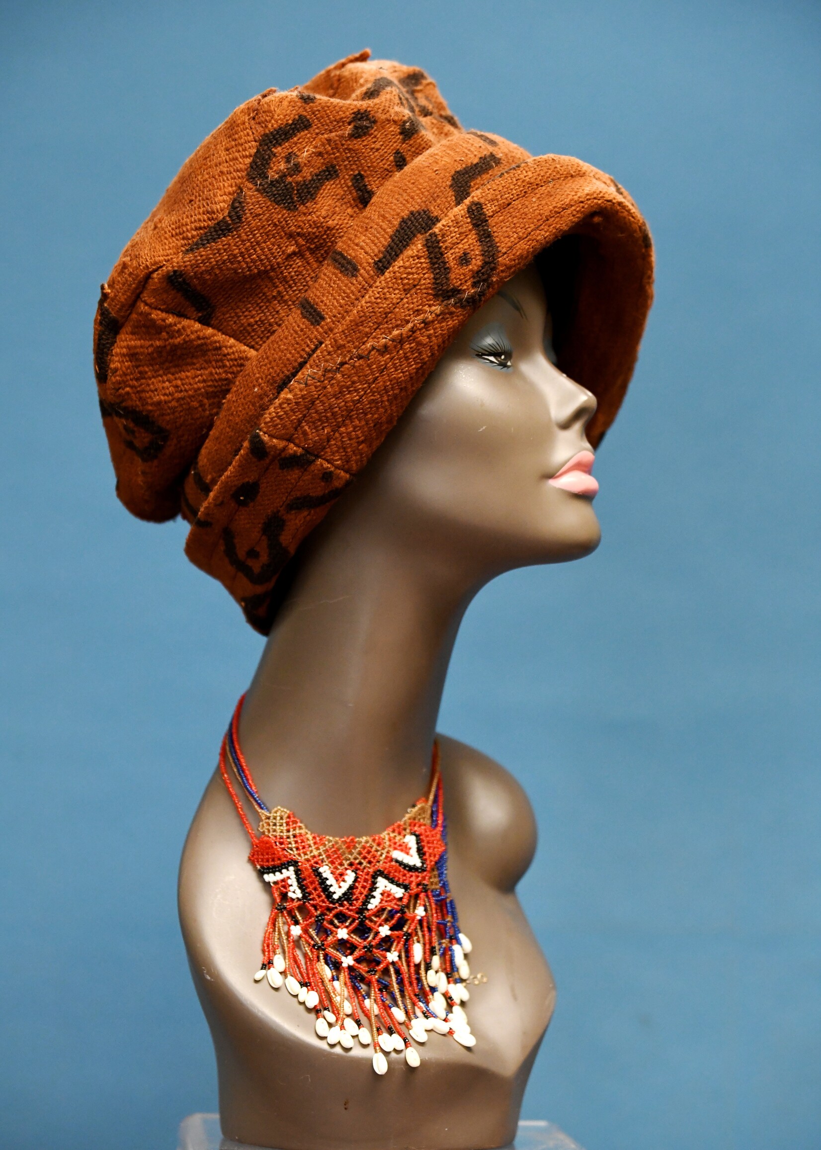 Mali Mudcloth Hat, double rolled brim. Mali.