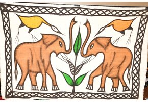 KORHOGO PAINTING. Black & White. Made in Ivory Coast