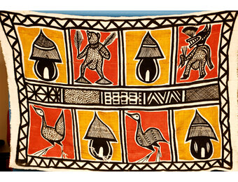 Colorful KORHOGO PAINTING. Made in Ivory Coast