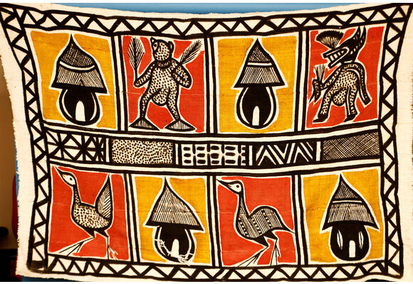 Colorful KORHOGO PAINTING. Made in Ivory Coast