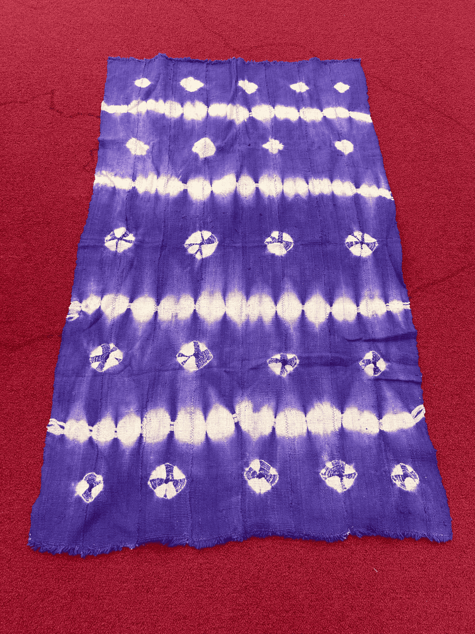 Mudcloth Fabric. Purple and White Handmade in Mali 100% Cotton. Sizes vary: 38-45in x 63-68in for clothing and decorating
