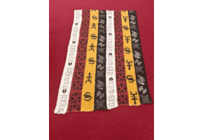 Mudcloth Fabric. Multi Color Adinkra Print Style 1 Handmade in Mali 100% Cotton. Sizes vary: 38-45in x 63-68in for clothing and de corating