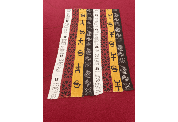 Mudcloth Fabric. Multi Color Adinkra Print Style 1 Handmade in Mali 100% Cotton. Sizes vary: 38-45in x 63-68in for clothing and de corating